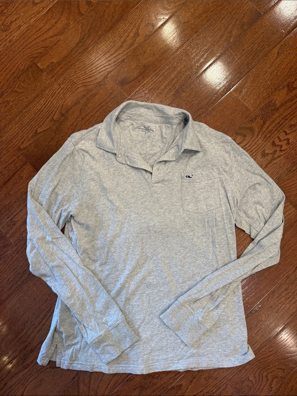 Boys Vineyard Vines Heather Light Gray Long-Sleeve Polo size XL